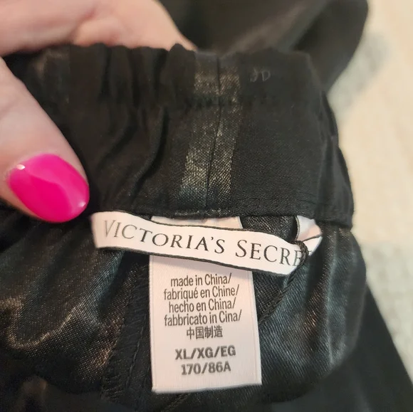 Victoria'a Secret NWT Black Striped Wide-Leg Palazzo Pants Silky Coquette XL - Picture 7 of 12